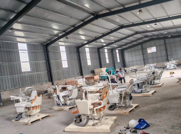 Bulk used dental chair units in inventory
