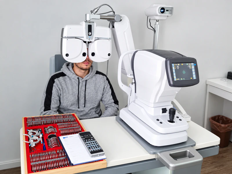 Autorrefractómetro y foróptero para la refracción en optometría