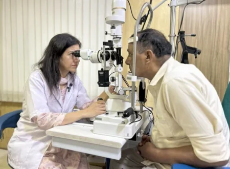 Ophthalmologist Performing a Slit Lamp Eye Examination