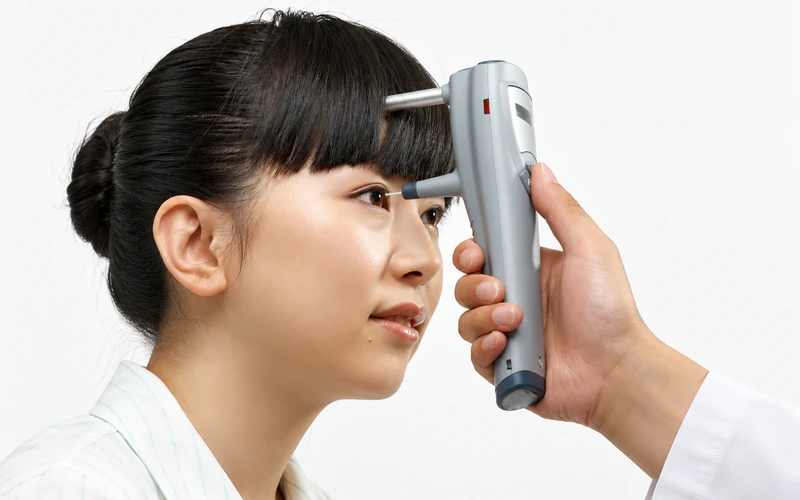 Tonometer eye pressure examination in a modern ophthalmology clinic